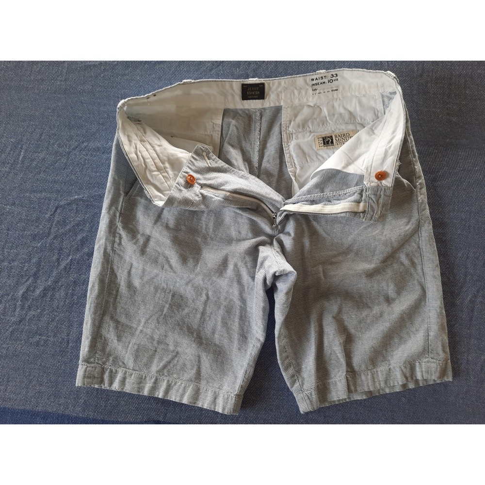 J.Crew Stanton Shorts Mens 33  Stripes made Baird McNutt Irish Linen 10.5"